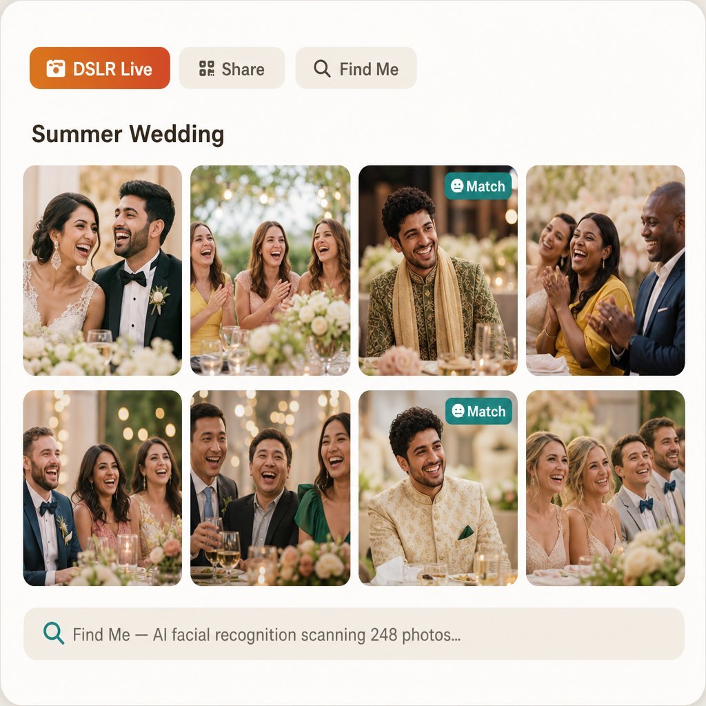 Summer Wedding album with Find Me AI facial recognition matches