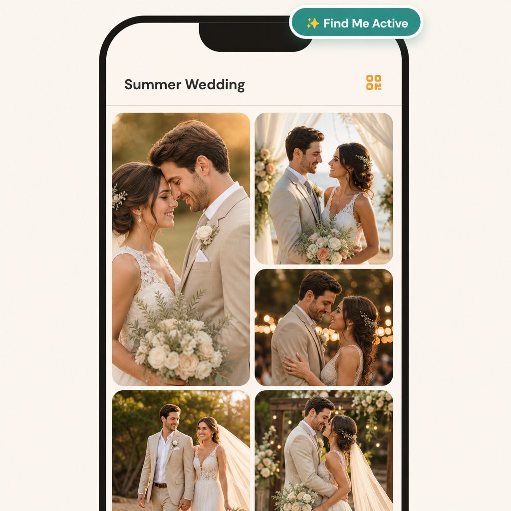 Summer Wedding album on phone with Find Me Active
